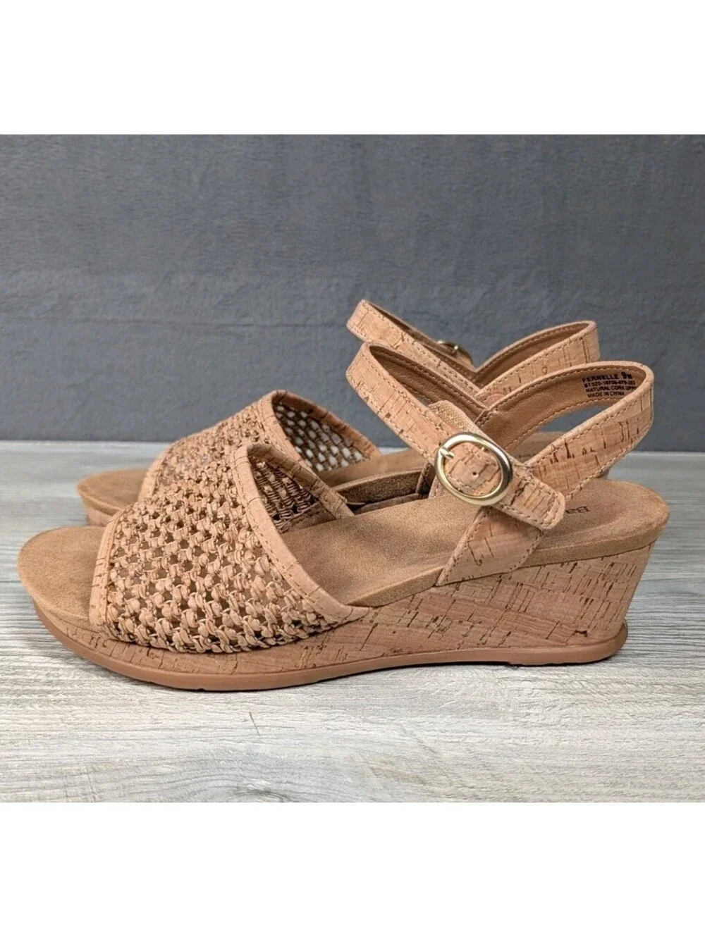 Baretraps Womens 9M Natural Cork Fernelle Wedge Sandals Comfort Open Toe Casuals